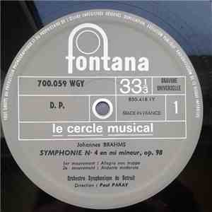 Johannes Brahms / Orchestre Symphonique De Detroit Direction : Paul Paray - Symphonie No 4 En Mi Mineur, Op. 98 download flac