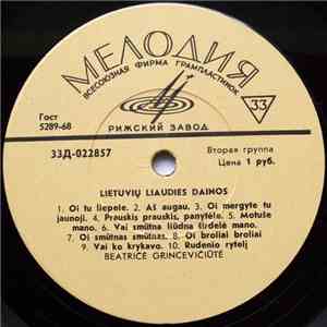 Beatričė Grincevičiūtė - Lietuvių Liaudies Dainos / Lietuvių Liaudies Dainos Vaikams download flac