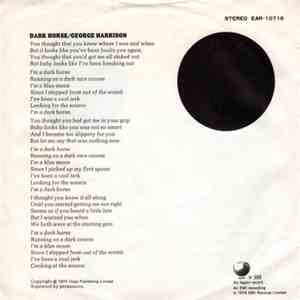 George Harrison - ダーク・ホース = Dark Horse download flac