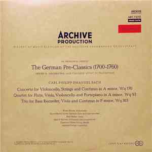 Carl Philipp Emanuel Bach, Chamber Music Group, Berlin, Mathieu Lange - Concerto In A Minor, Wq 170 / Quartet In A Minor, Wq 93 / Trio In F Major, Wq 163 download flac
