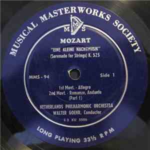 Mozart - Netherlands Philharmonic Orchestra, Walter Goehr - "Eine Kleine Nachtmusik" (Serenade For Strings) K. 525 download flac