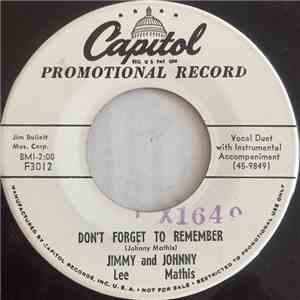 Jimmy Lee And Johnny Mathis - Don't Forget To Remember download flac