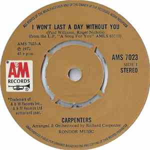 Carpenters - I Won't Last A Day Without You download flac