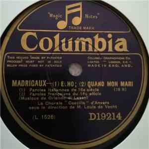La Chorale Coecilla D'Anvers, Louis de Vocht - Madrigaux download flac